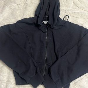 corset cropped zip up hoodie black